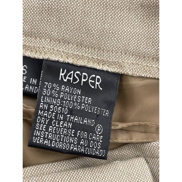 Kasper Women Tan Professional Career 2 Pcs Pant Suit Set Size 6 - Picture 12 of 12